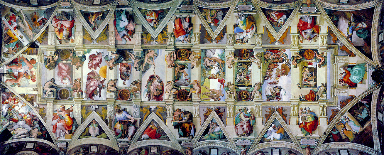 圖三：米開朗基羅歷時四年繪製的西斯汀禮拜堂頂棚壁畫。