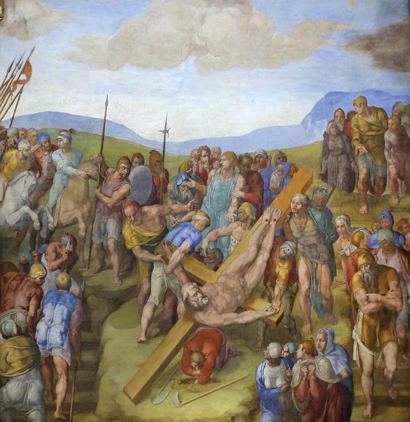 《聖彼得倒釘十字架》，2009年壁畫修復版本。Sailko攝影
