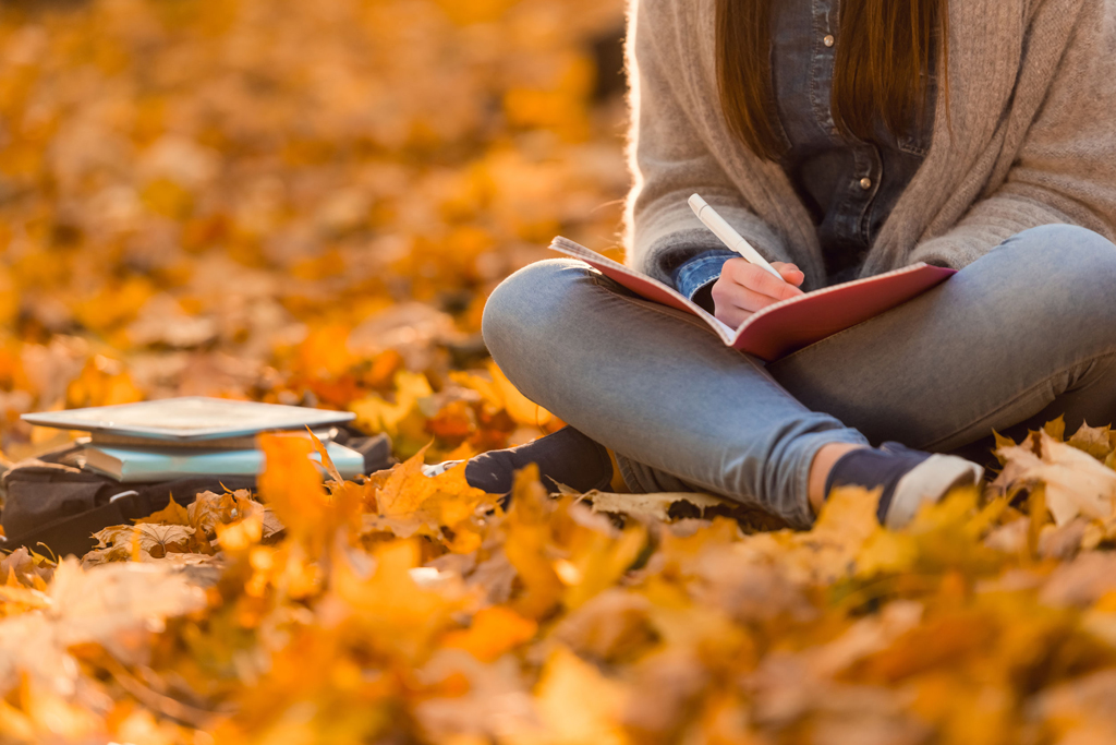 Student in autumn park