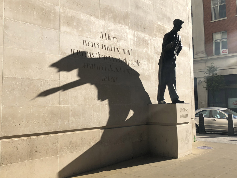 Statue of George Orwell outside Broadcasting House in London