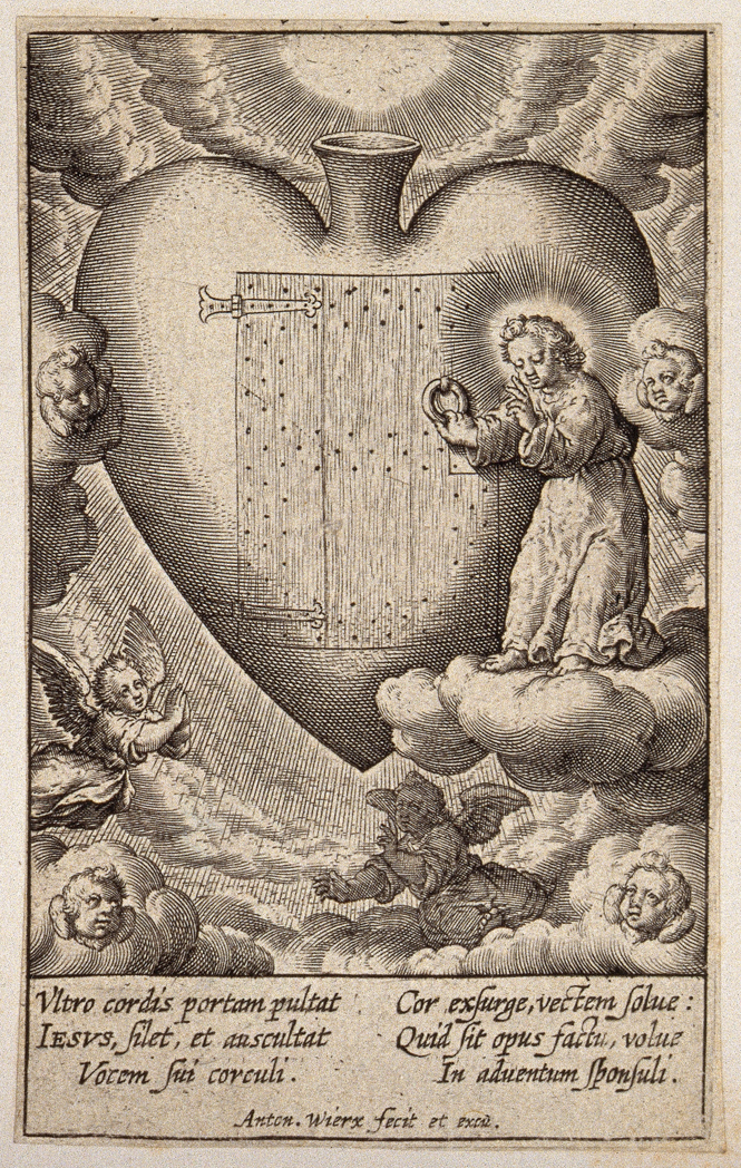 圖1. The Christ Child knocks at the door of the believer's heart. Engraving by Antonie Wierix, ca. 1600