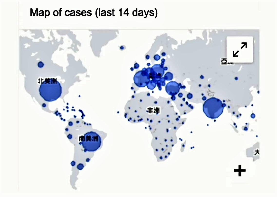 全球疫情分布(直播張南驥教授分享圖片)