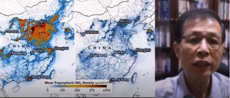 新冠肺炎疫情讓經濟活動暫停，空汙一度大幅改善（直播截圖）