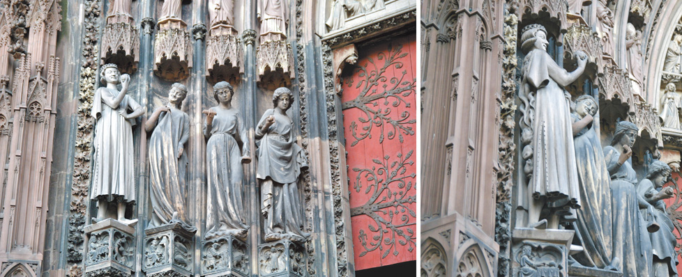 圖3. Satan and the Foolish Virgins. Left jamb, north portal, west facade, Strasbourg Cathedral, c.1280.