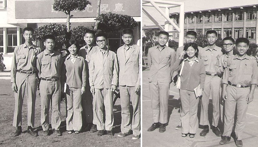 張員榮主教(左圖左一，右圖右三)在新埔工專積極參與團契。(台灣聖公會提供)