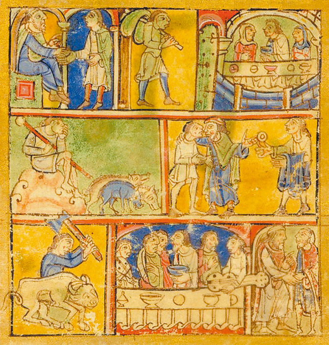 圖1. Eadwine psalter, The Prodigal Son, 1150; leaf M.521(recto); The Morgan Library & Museum
