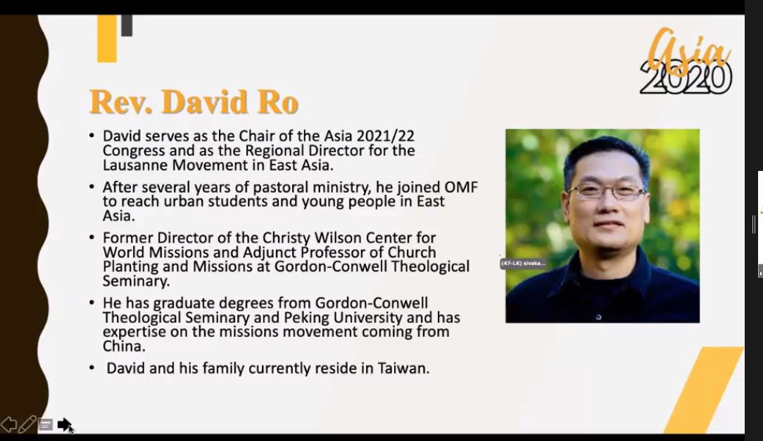 亞洲宣教大會主席盧敬雄(David Ro)牧師