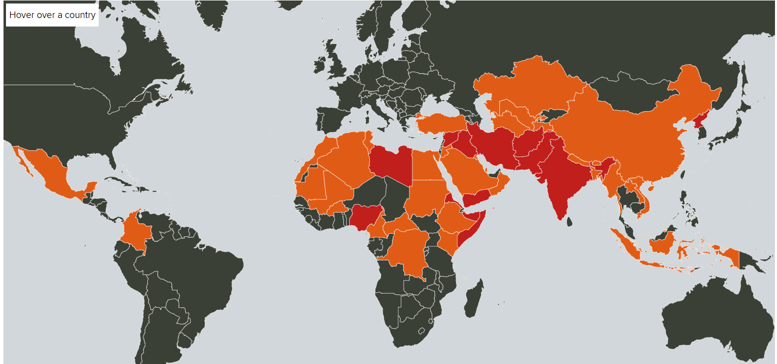 全球守望名單中基督徒最受逼迫的國家。（圖／翻攝自Open Doors USA）