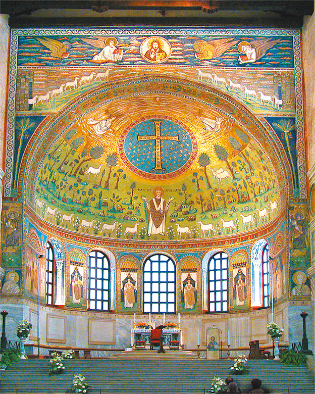 圖4. Sant’Apollinare in Classe; mosaic, Apse and triumphal arch, 6th century, Ravenna