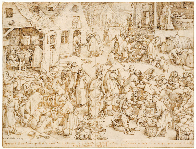 圖6. Pieter Bruegel the Elder, Caritas, The Seven Acts of Mercy; 1559; pen and ink drawing