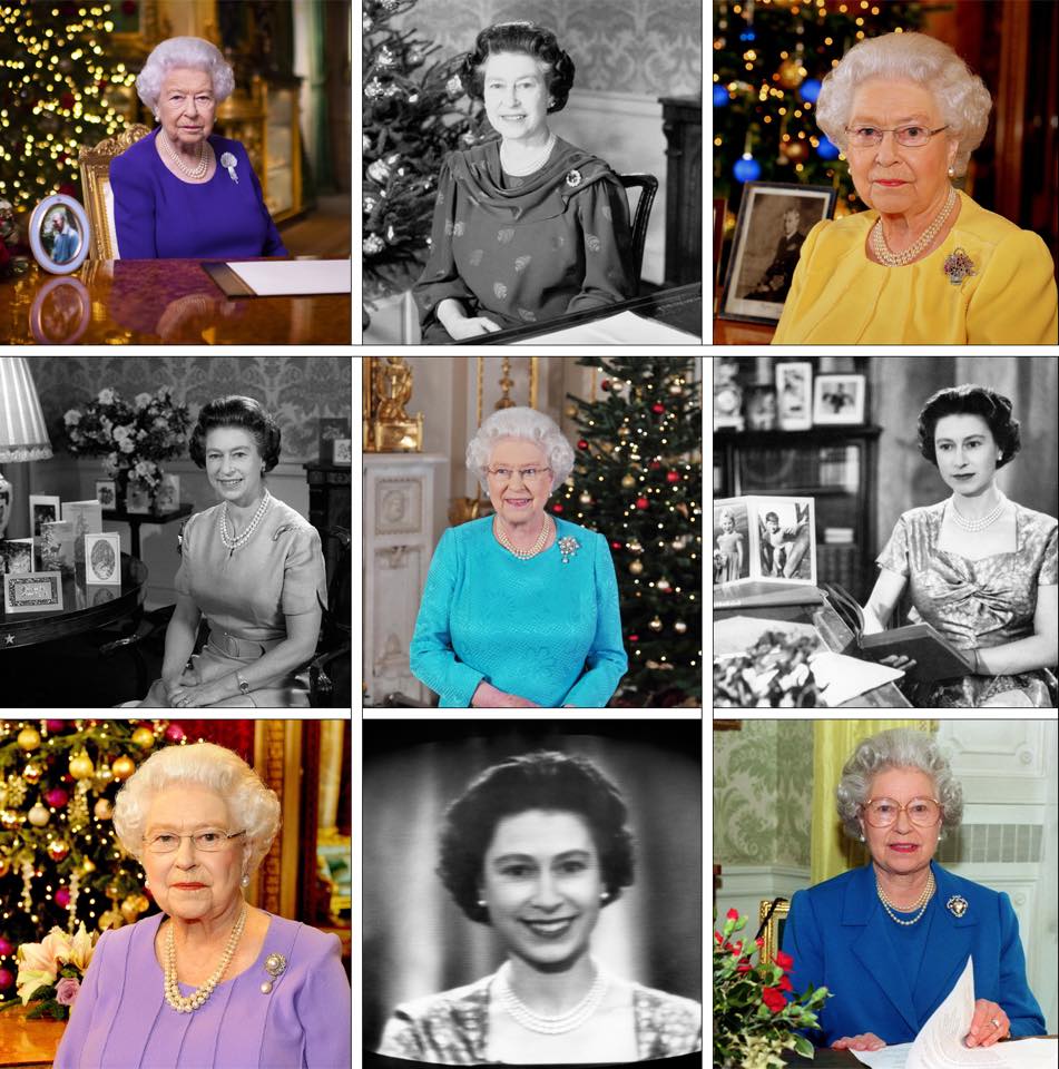 王室臉書公開女王歷來聖誕演說照。（圖／FB@TheBritishMonarchy）