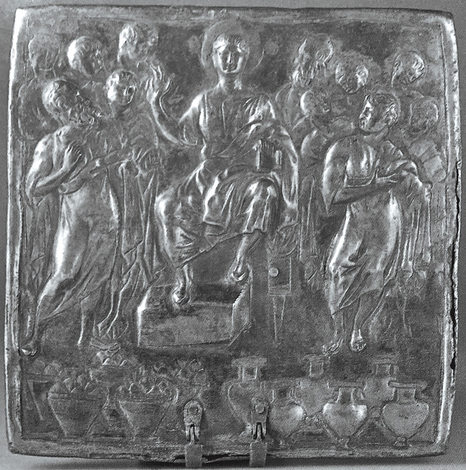 圖 2. Wedding Feast at Cana ; Reliquary Casket of Martyr St. Nazarius, 4th century