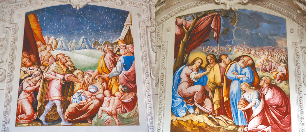 圖6. The Gathering of the Manna, Miracle of the Fishes and Loaves; 17th Century, Fresco, Mariazell Basilica, Austria