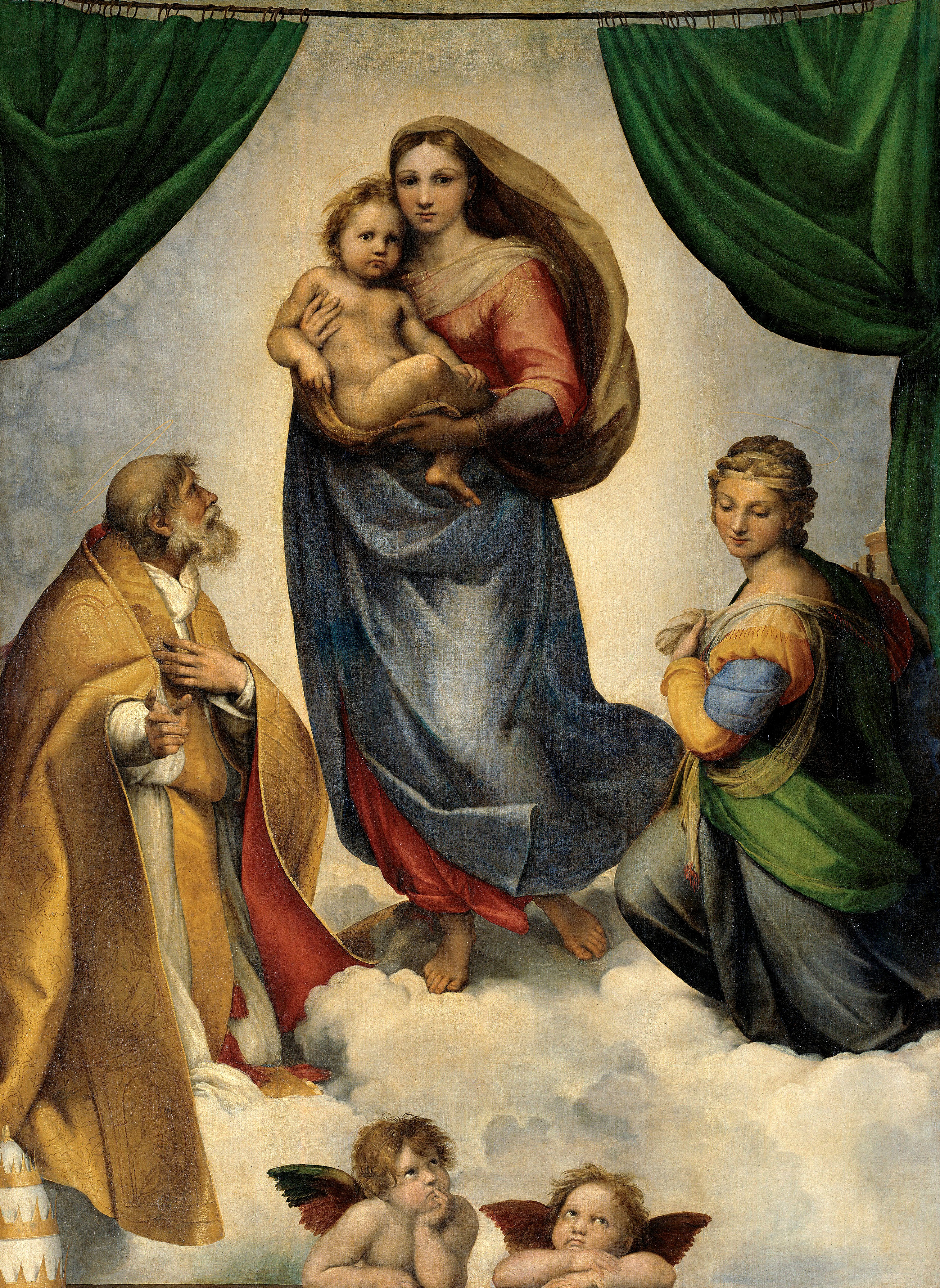 Raffael：〈西斯汀聖母〉，1512/13，油彩／畫布，256x196cm，德勒斯登歷代大師畫廊。