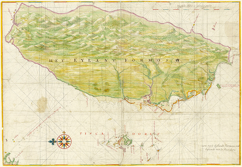 1640年繪製的台灣地圖。（來源維基）