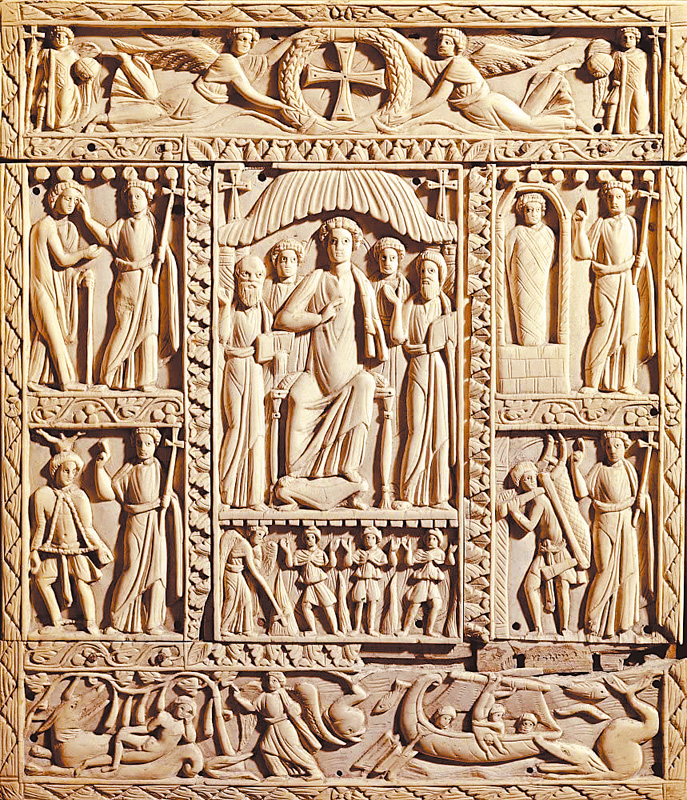 圖2. Murano Diptych; 5th -6th century; Cover Sculpture on Ivory; Italy; Ravenna National Museum