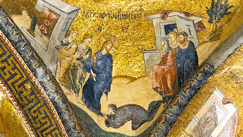 圖6. Christ and the Haemorrhoissa, 14th century; mosaic, Istanbul, Chora Church (Kariye Djamai)