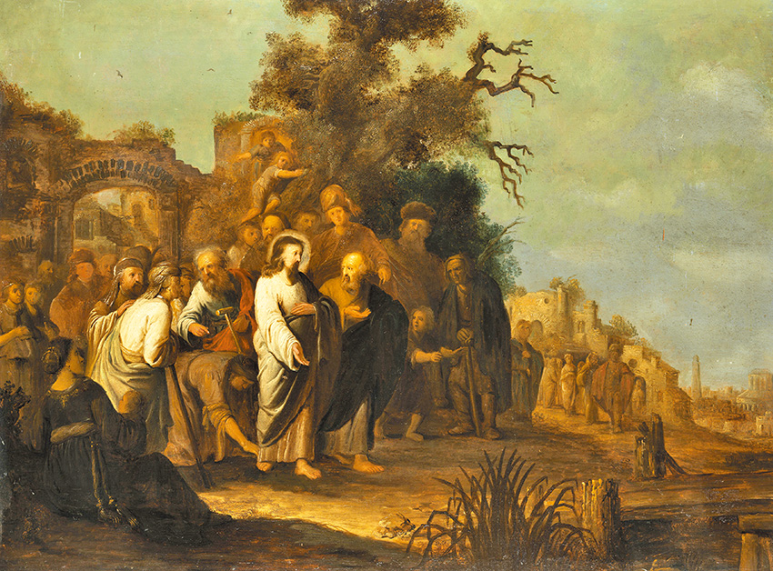 圖7. School of Rembrandt, Christ and the Haemorrhoissa, 17th century; oil on canvas, 74 cm x 99 cm; private collection