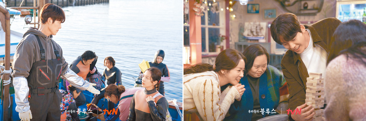 海女李英玉要照顧唐氏症的姊姊，遲遲無法坦率接受船長定俊的愛情。（翻攝自 tvN FB)