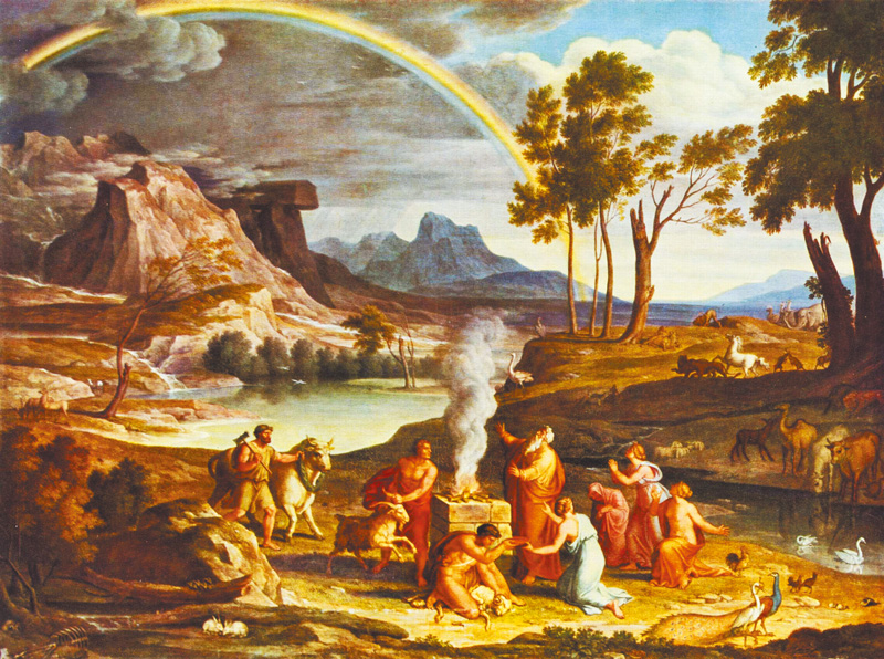 "Landscape with Noah, Offering a Sacrifice of Gratitude", by Joseph Anton Koch and Gottlieb Schick