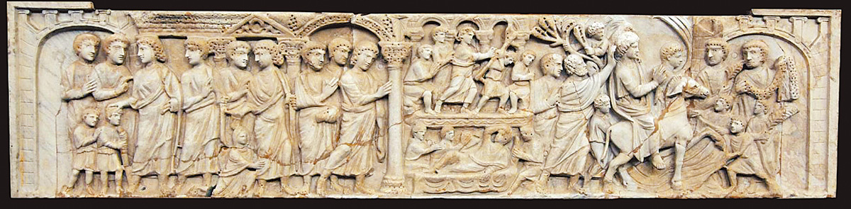 圖3. Bethesda-Sarcophagus, central part: Christ Healing the Paralytic at Bethesda; 4th century; Vatikan, Museo Pio Cristiano