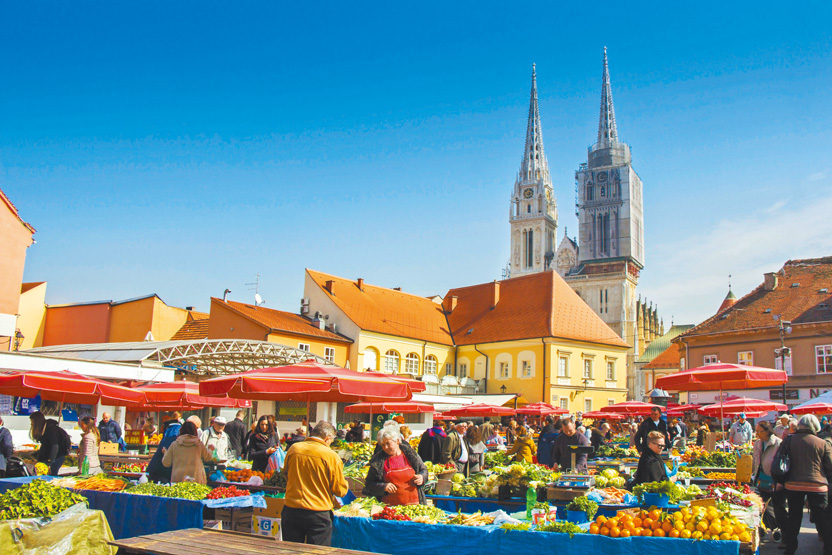 札格拉布著名的多拉克市場（Dolac Market）。