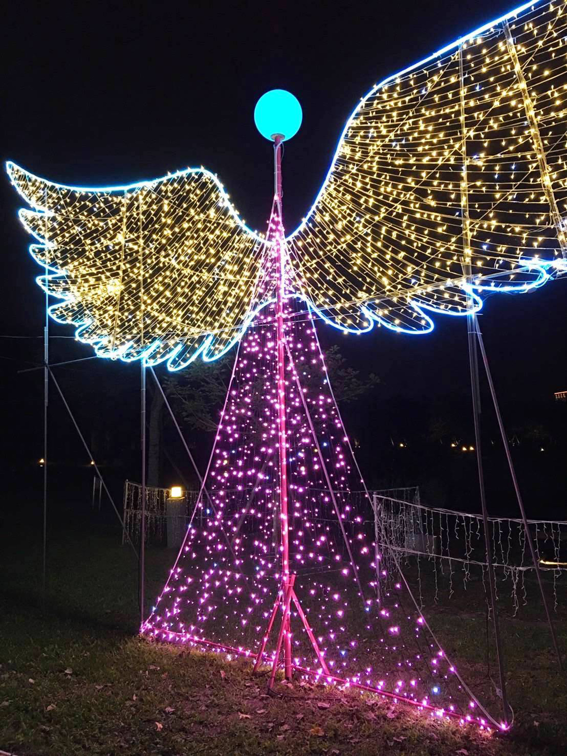 宜蘭縣議會前的聖誕燈飾，每晚5點半點亮。（圖/林維政會長提供）