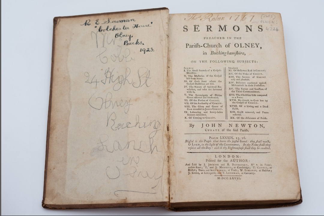 1767年保存至今的約翰牛頓的講道集。（圖／翻攝自IG@cowpnewtmuseum）