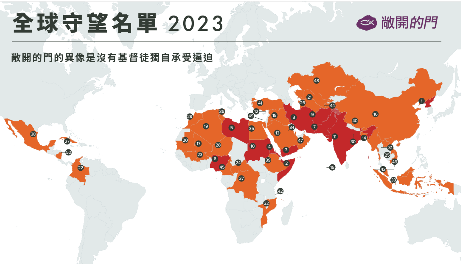 敞開的門公布2023全球守望名單。（圖片來源：Open Doors HK）