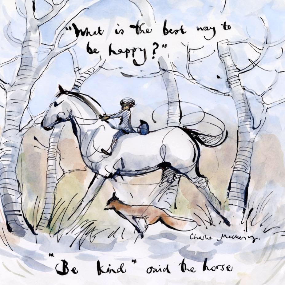 《男孩、鼴鼠、狐狸與馬》繪本內的插圖。(圖／翻攝自FB@CharlieMackesy）