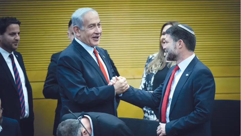 上週，以色列總理納坦雅胡與財政部長貝扎萊勒．斯莫特里赫（Bezalel Smotrich）。（照片來源：YONATAN SINDEL/FLASH90）