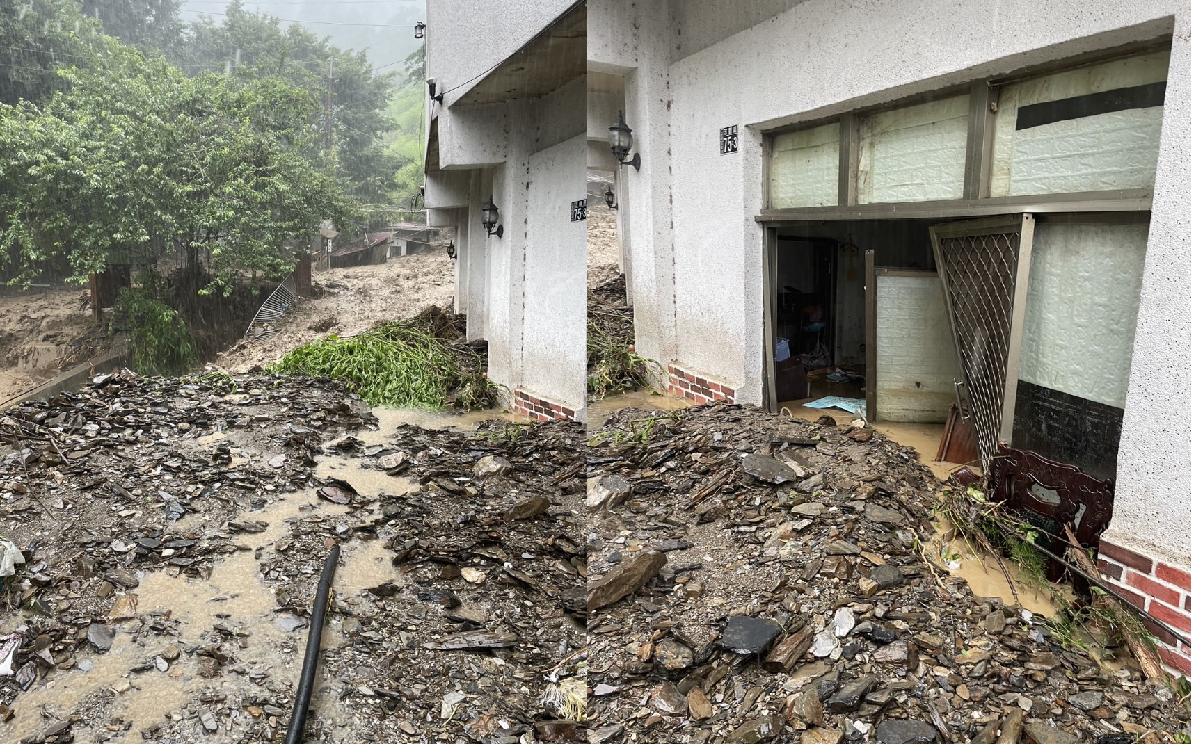 住家遭土石流灌入。(圖/魏錫欽牧師提供)