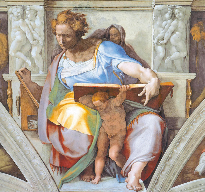 米開朗基羅繪於西斯汀教堂的先知但以理。（來源：維基）