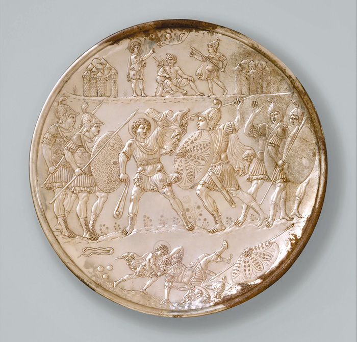 圖1. The Battle of David and Goliath, 629–30; Byzantine Silver Plate; Metropolitan Museum, New York