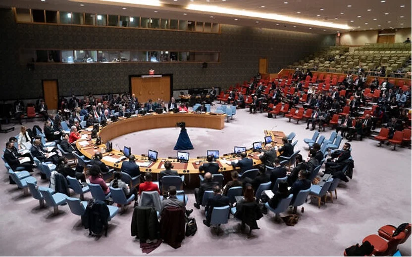 2023年1月12日，聯合國總部舉辦的聯合國安理會會議。（照片來源：AP Photo/John Minchillo）