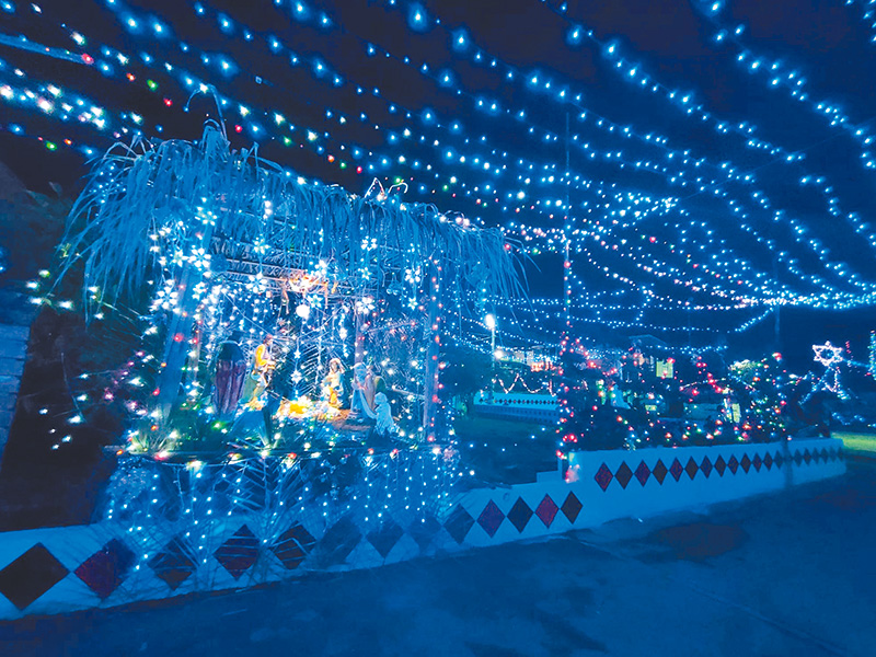 全台最長聖誕燈飾街道，羅娜部落家家戶戶布置各種聖誕裝置。（圖／樂遊信義鄉臉書）