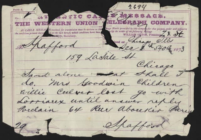 司百福妻子安娜發的電報至今保存在美國國會圖書館。（圖／翻攝自loc.gov）