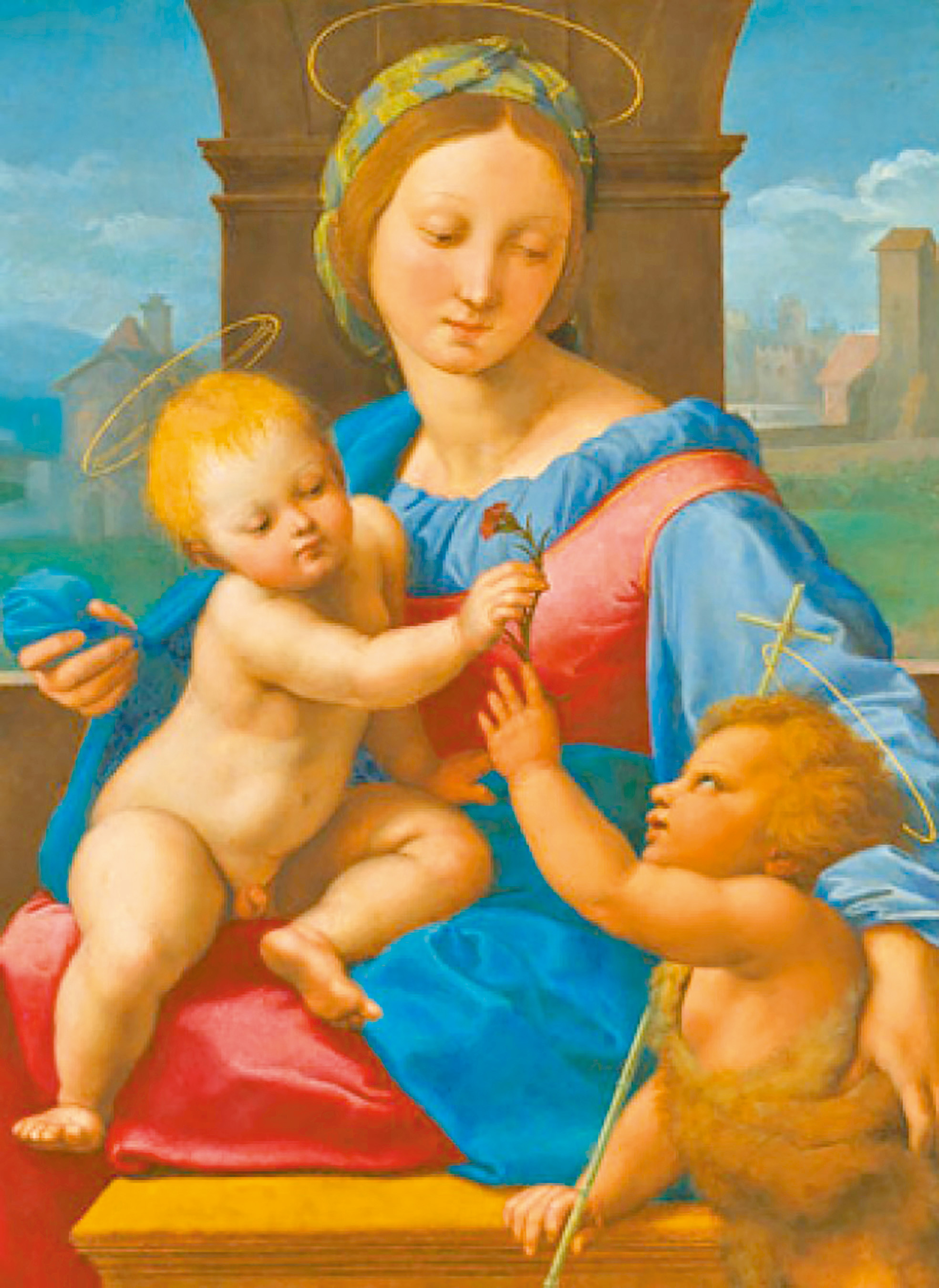 拉斐爾作品〈聖母子與施洗者約翰〉，約1510至1511年創作。 （圖片版權：英國國家藝廊）