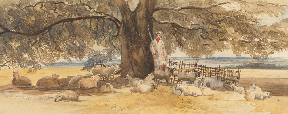 "A Shepherd with Flock Beneath a Large Tree", by Arthur James Stark