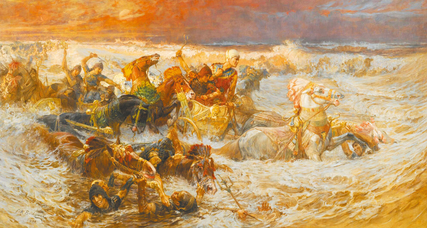 "Pharaoh And His Army Engulfed By The Red Sea", by Frederick Arthur Bridgman