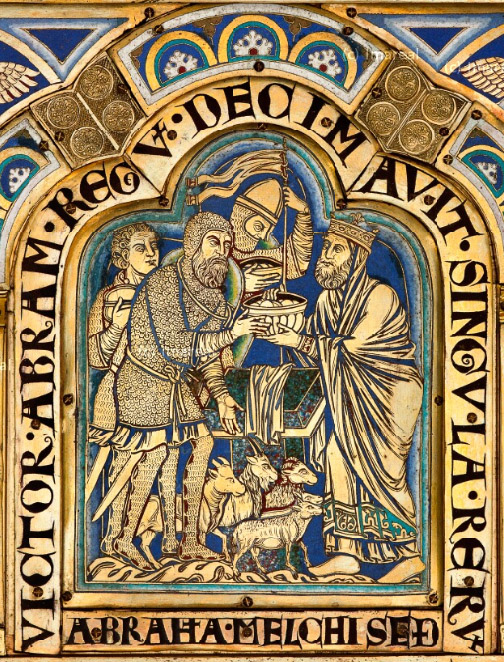 圖2. Verdun altar, Abraham and Melchizedek, Adoration of the Magi, Queen of Sheba, 1181; Klosterneuburg, Austria