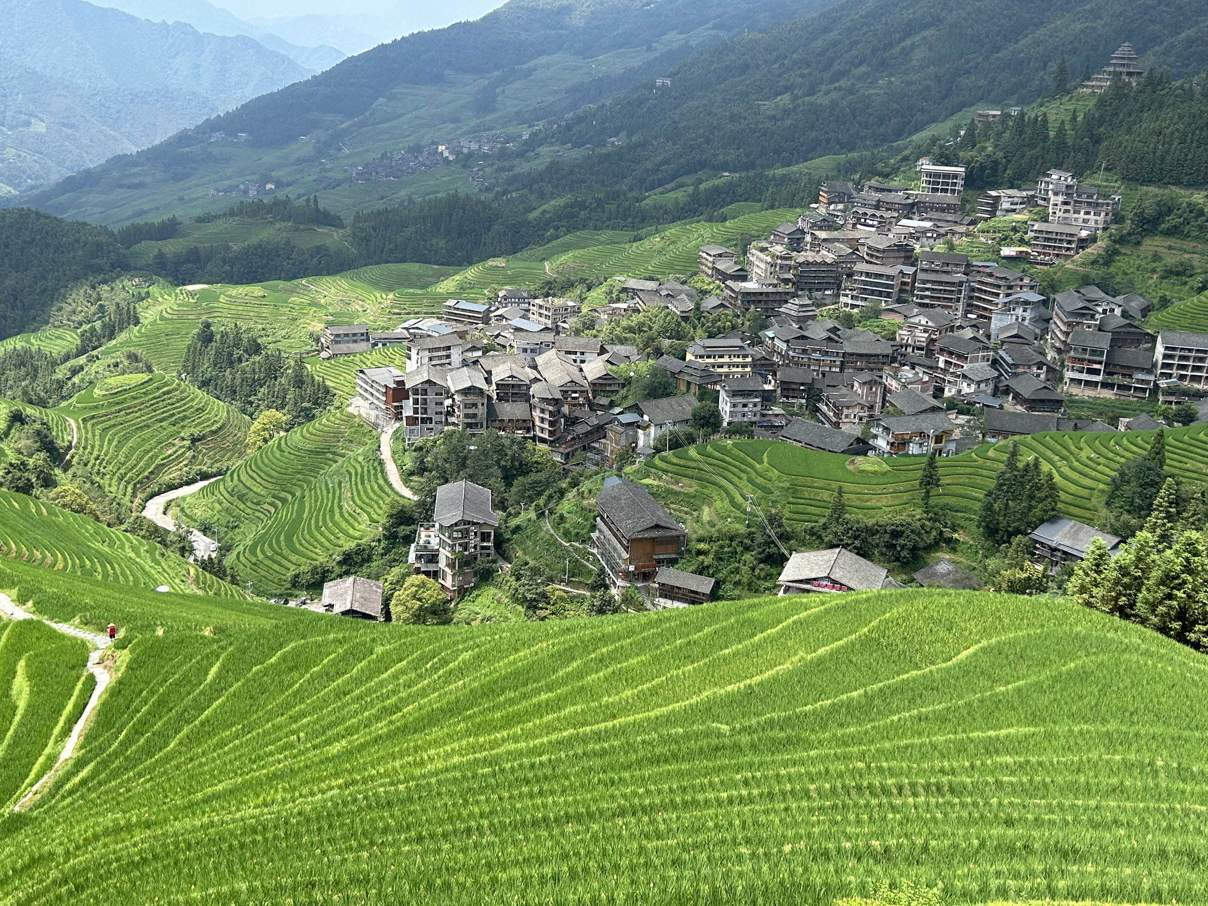 龍脊梯田中的村莊。（作者攝影）