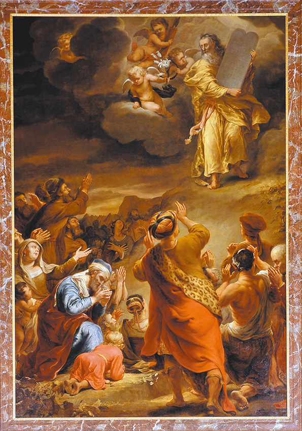 "Moses descends from Mount Siniai with the Ten Commandments", by Ferdinand Bol