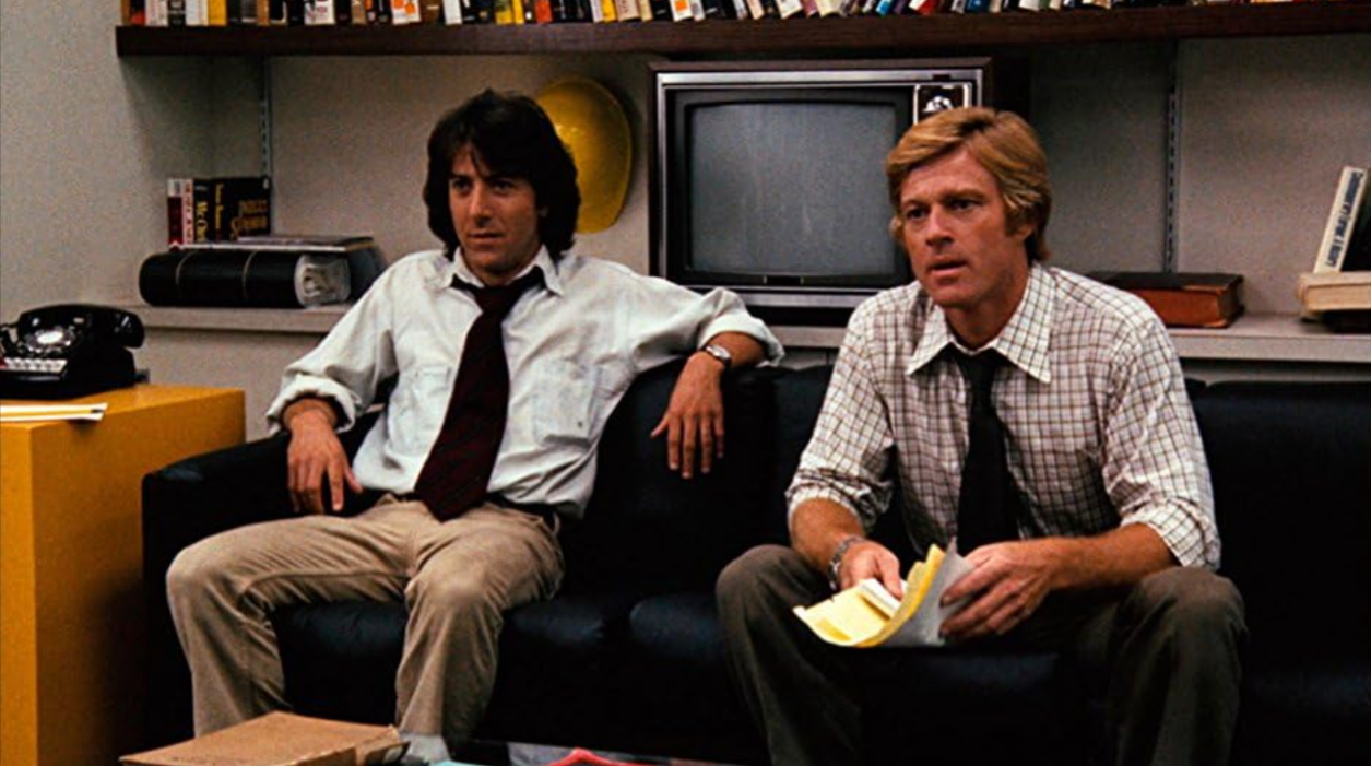 與達斯汀霍夫曼演出《大陰謀》(1976)，揭發尼克森的水門事件。（翻攝自imdb.com）