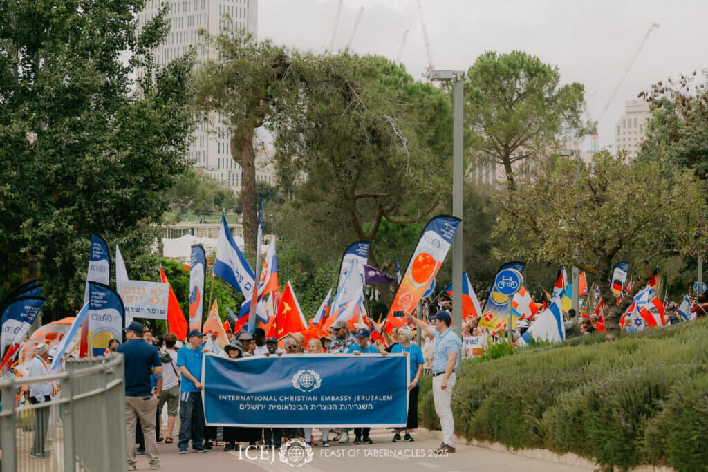 ICEJ特會參與者參與耶路撒冷大遊行。