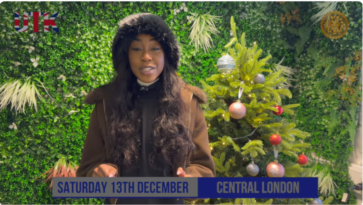 英國舉辦「讓基督重回聖誕節」大型集會。（YouTube@Tommy Robinson截圖）