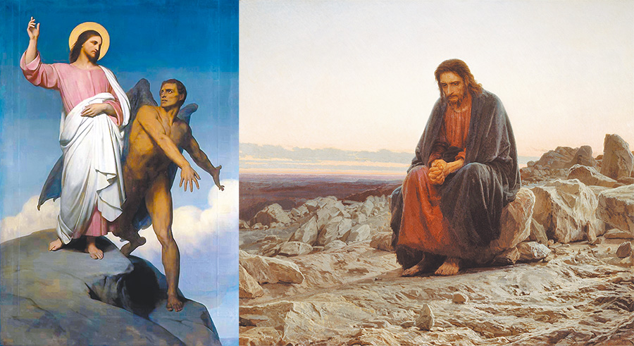左圖:"The Temptation of Christ", by Ary Scheffer;右圖:"Christ in the Wilderness", by Ivan Kramskoy, 1872