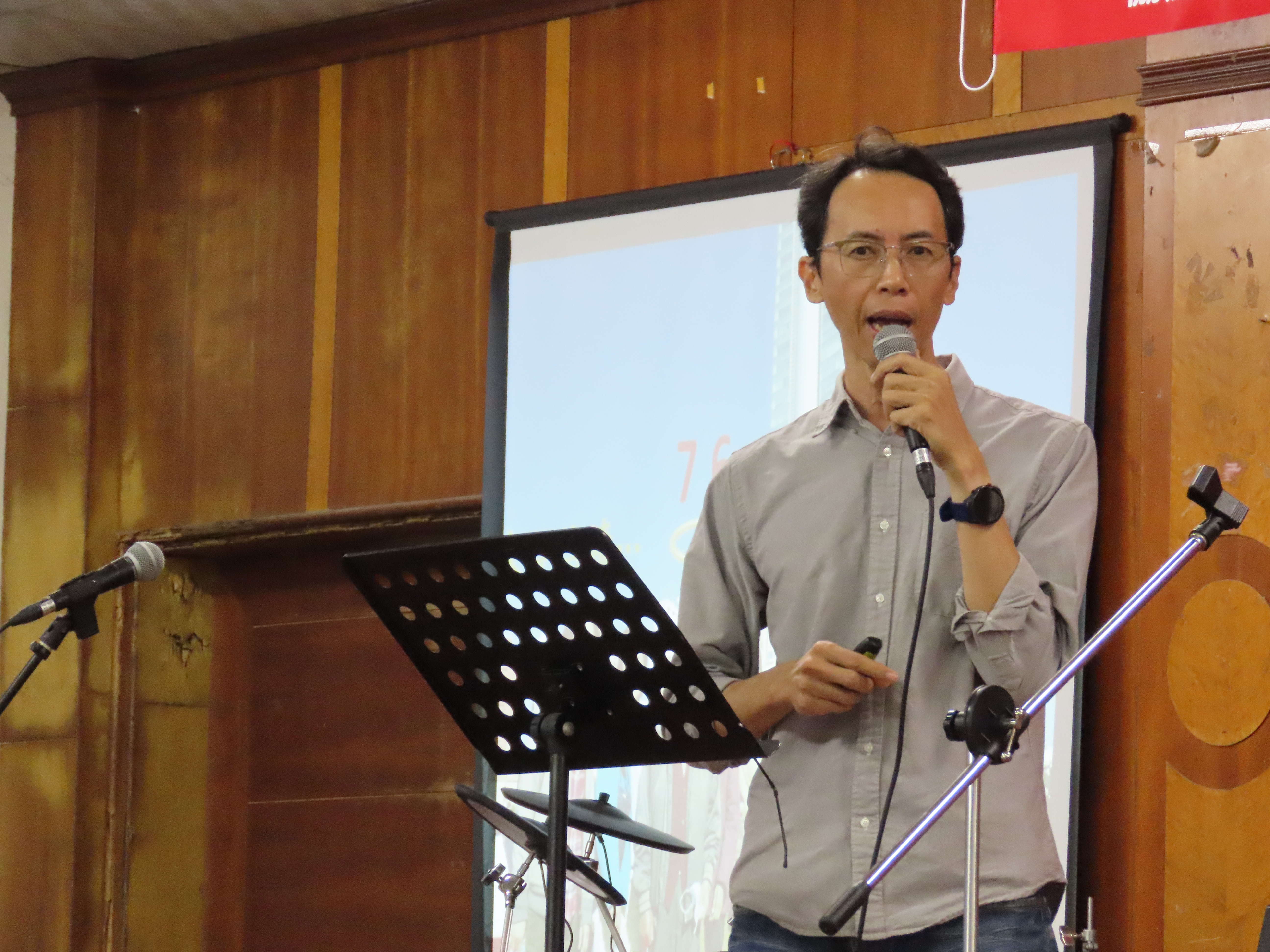 吳聲傑弟兄分享。(圖/李容珍攝影)
