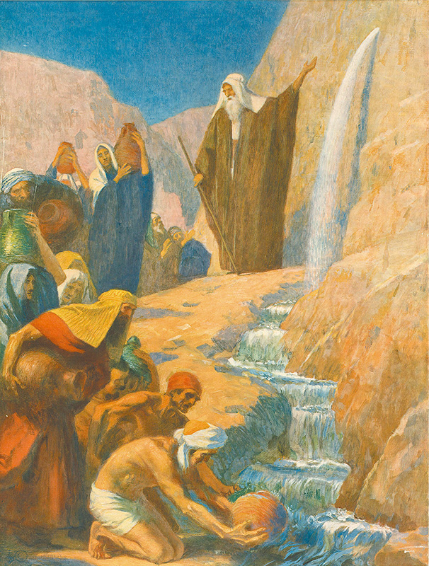 "Moses strikes the rock for water", by Gebhard Fugel