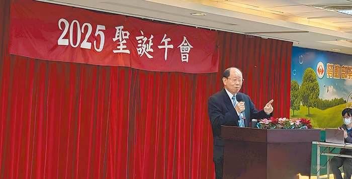 林注進弟兄分享。(圖/勞保局信望愛社提供)